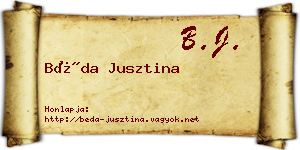 Béda Jusztina névjegykártya